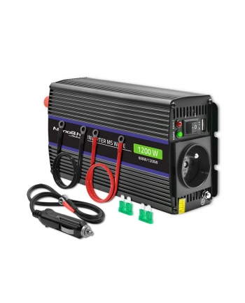 qoltec Przetwornica napięcia Monolith 1200 MS Wave | 12V na 230V |      600/1200W | USB nr 1