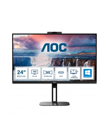 aoc Monitor 24V5CW 23.8 cali IPS HDMI DP USB-C Pivot Kamera