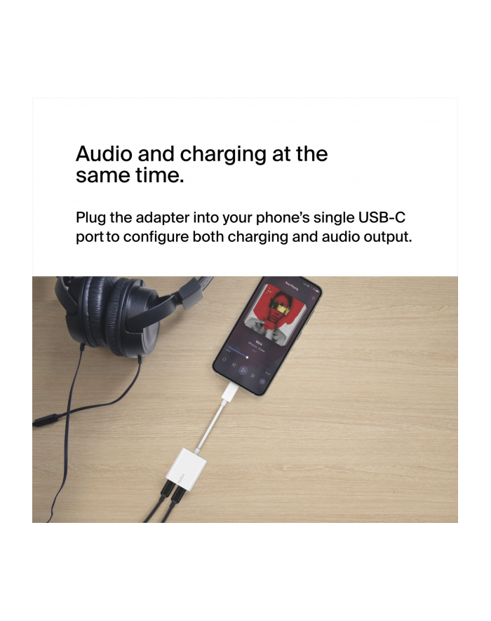 belkin Adapter Dual USB-C Audio + Charge Rockstar białe główny