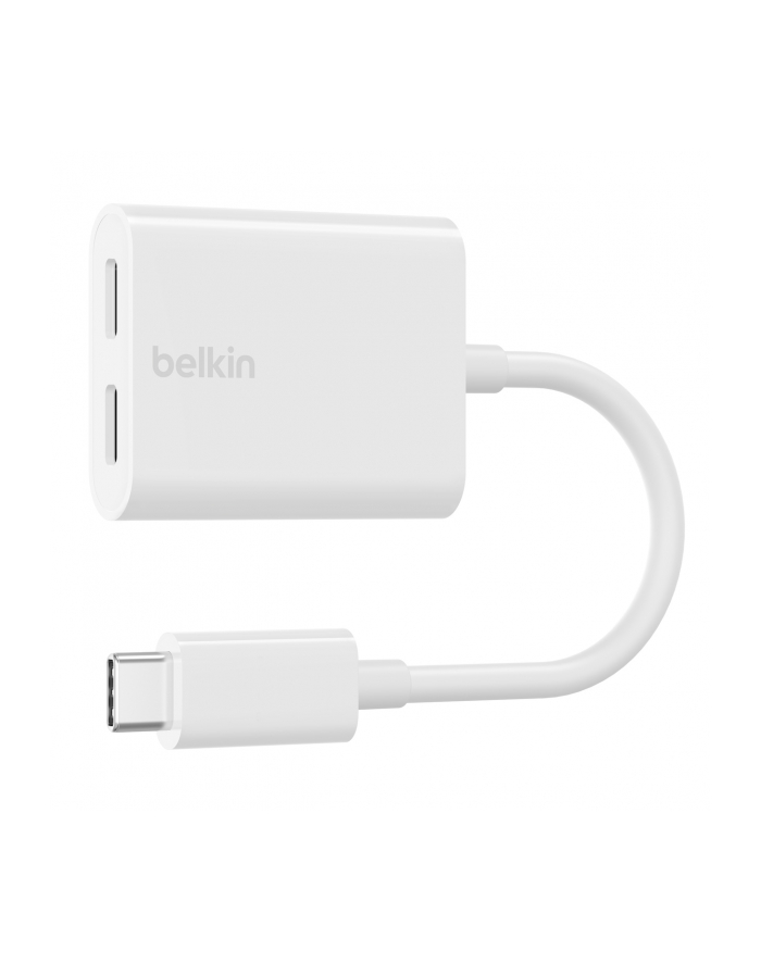 belkin Adapter Dual USB-C Audio + Charge Rockstar białe główny