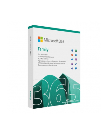 microsoft 365 Family PL P10 1Y 6Users Win/Mac Medialess Box  6GQ-01940 Zastępuje P/N:6GQ-01593