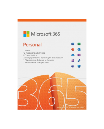 microsoft 365 Personal PL P10 1Y 1User/5Devices Win/Mac Medialess Box QQ2-01752 Zastępuje P/N: QQ2-01434