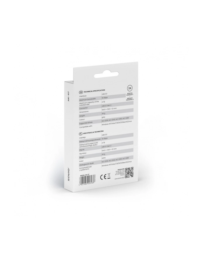 savio Obudowa na dysk zewnętrzny M.2 SSD NVMe, USB-C 3.1, AK-67 główny