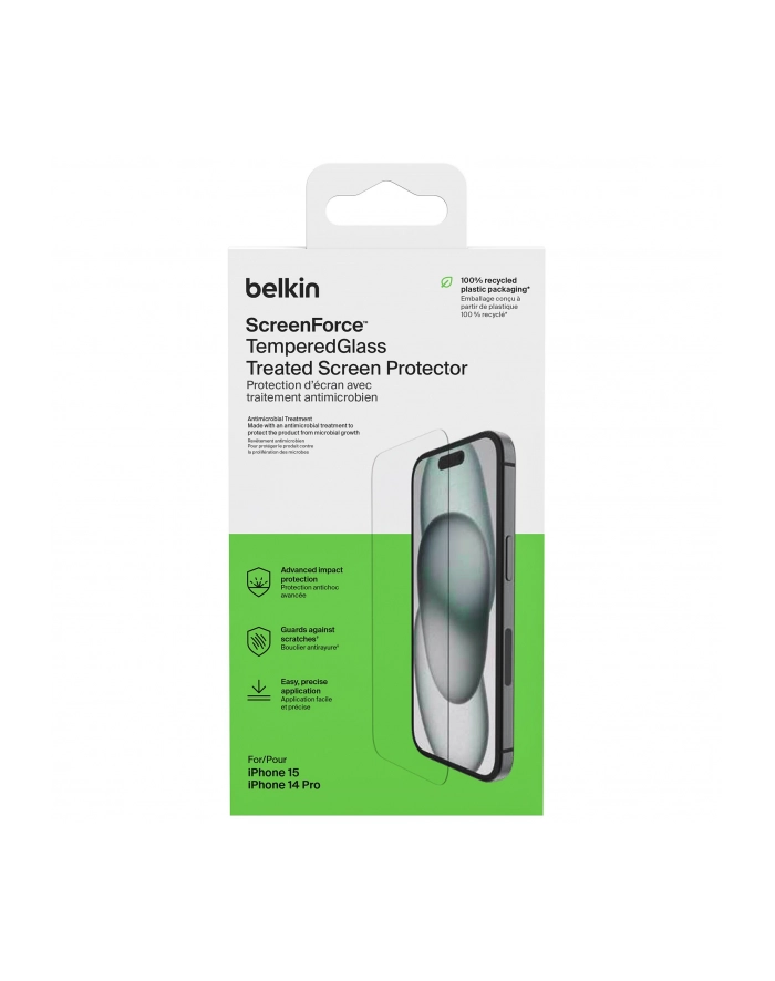 belkin Szkło ochronne ScreenForce TemperedGlass iPhone 15/14 pro główny