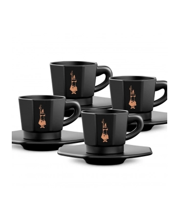 Bialetti zestaw 4 czarnych filiżanek ze spodkami nr 1