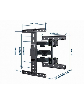 gembird GEMIRD REGULOWANY UCHWYT ŚCIENNY LCD 32'';-65''; VESA MAX 400 X 400MM, DO 36KG