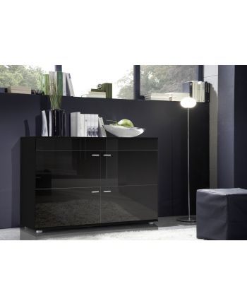 cama meble Komoda LOGO II 120/42/78 czarny/ czarny połysk