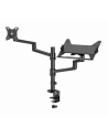 GEMBIRD Regulowany uchwyt biurkowy z ramieniem na monitor i podstawką na notebooka 17-32inch do 8kg - nr 19