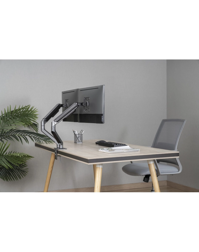 GEMBIRD Biurkowe ramię na dwa monitory - regulowane 17-32inch obciążenie do 9kg kolor szary główny
