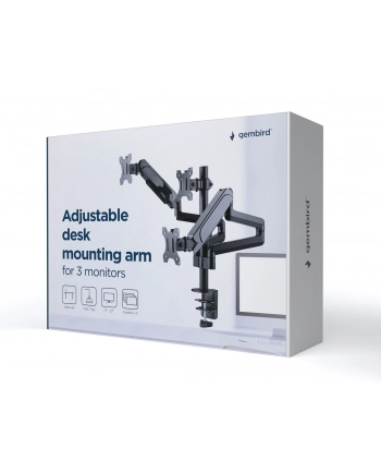 GEMBIRD Biurkowe ramię na 3 monitory - regulowane 17-32inch obciążenie do 7kg nr 1