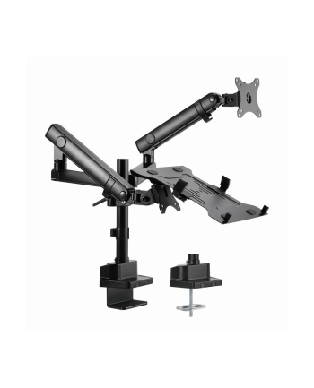 GEMBIRD Biurkowe regulowane ramię na 2 monitory + półka na notebooka -pełny ruch 17-32inch  do 8kg nr 1