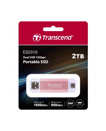 TRANSCEND ESD310P 2TB External SSD USB 10Gbps Type C/A Pink nr 2