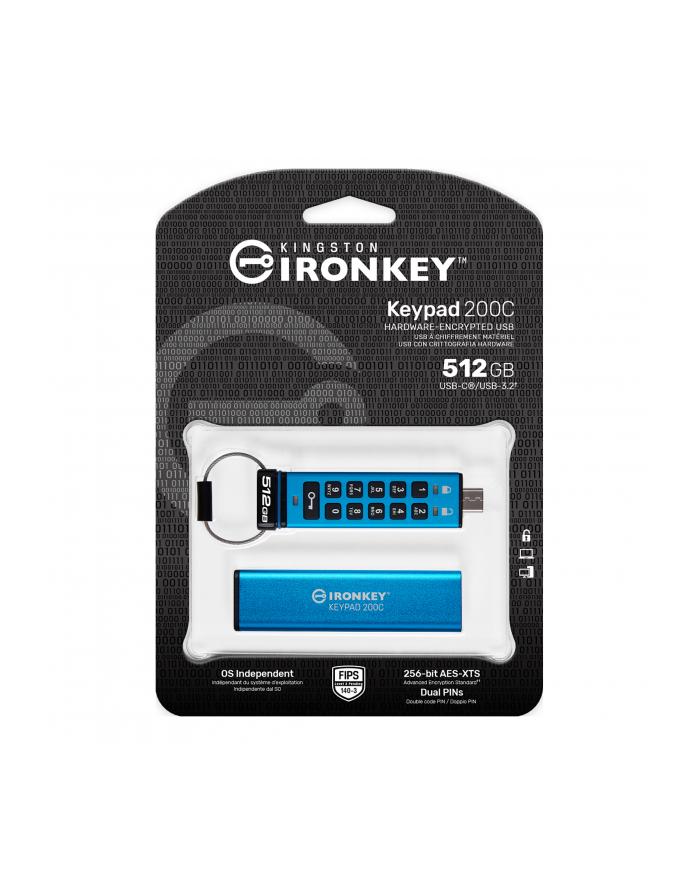 KINGSTON 512GB USB-C IronKey Keypad 200C FIPS 140-3 Lvl 3 Pending AES-256 główny