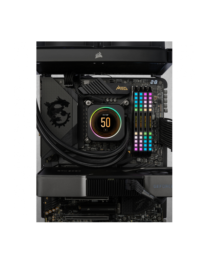 CORSAIR DOMINATOR PLATINUM RGB 64GB 4x16GB DDR5 6200MT/s DIMM Unbuffered 32-38-38-80 Std PMIC XMP 3.0 Black Heatspreader LED 1.4V główny