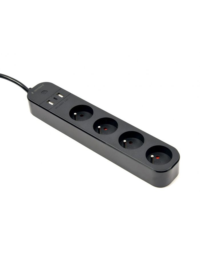 GEMBIRD Inteligentna listwa zasilająca z ładowarką USB 4 gniazda czarna główny