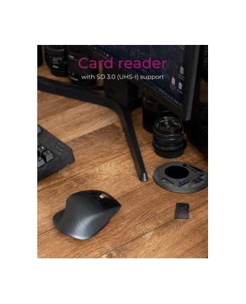 ICY BOX Table Hub 2x USB 3.0 Type-A with Audio in-/output Cardreader 1x Type-C and Schuko Socket CEE 7/3 diameter 80mm Black nr 2