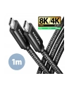 axagon Kabel BUCM4X-CM10AB Kabel USB-C - USB-C, USB4 Gen 3x2 1m, PD 240W, 8K HD, ALU, oplot Czarny - nr 12