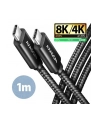 axagon Kabel BUCM4X-CM10AB Kabel USB-C - USB-C, USB4 Gen 3x2 1m, PD 240W, 8K HD, ALU, oplot Czarny - nr 56