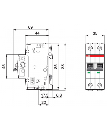 ABB Wyłącznik nadprądowy 1P+N C 50A 6kA AC S201-C50 NA 2CDS251103R0504