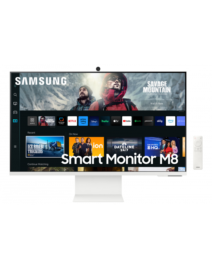 samsung Monitor 27 cali LS27CM801UUXDU VA 3840x2160 UHD 16:9 1xHDMI 1xUSB-C (65W) 2xUSB 2.0 4ms WiFi/BT HAS+PIVOT Webcam głośniki płaski biały SMART 2Yd2d główny