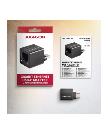 axagon Karta sieciowa AD-E-MINIC  Gigabit Ethernet adapter, USB-A 3.2 Gen 1, instalacja automatyczna MINI