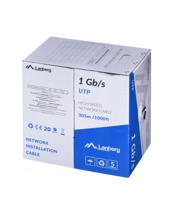 Kabel UTP Lanberg 1Gb/s 305m drut CCA czarny nr 1