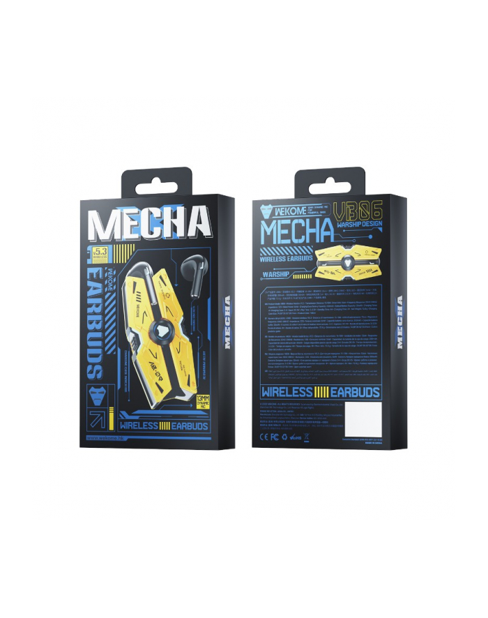 wekome Słuchawki bezprzewodowe VB06 Mecha Series - Bluetooth V5.3 TWS z etui ładującym Czarne główny