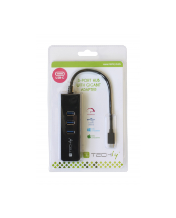 Karta sieciowa / Adapter Techly USB 3.0 na Gigabit RJ45 Hub 3x USB