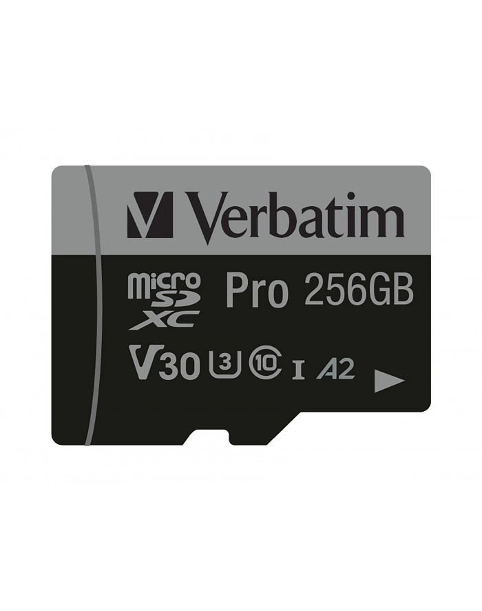 Karta pamięci Micro SDXC Verbatim Pro U3 256GB (100/90 MB/s) Class 10 U3 V30 + adapter główny