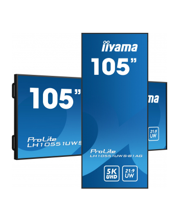 iiyama Monitor profesjonalny 104.7 cala LH10551UWS-B1AG 21:9,24/7,IPS,SLIM,USB-C, 2x10W, SLOT OPC,PION/POZIOM,DAISY CHAIN,4xUSB,HDMI,DP,RJ45,S/PDIF,500cd/m2