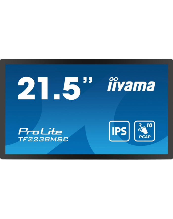 iiyama Monitor wielkoformatowy 21.5 cala TF2238MSC-B1 IPS,FHD,DP,HDMI,2x2W,2xUSB,600(cd/m2),  10pkt.7H,IP1X(Front),Pion/Poziom główny