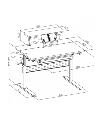 ergo office Biurko dla dzieci z regulacją wysokości max 40kg ER-483 Szare nr 1