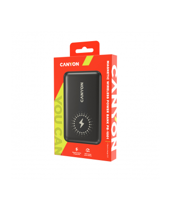 CANYON Powerbank PB-1001 10000mAh LED PD 18W QC 3.0 bezprzewodowe ładowanie Czarny