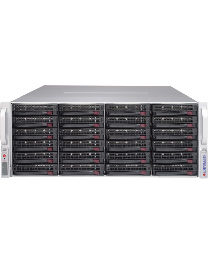 Supermicro CSE-847E1C-R1K23JBOD, 4U SAS3 Single Exp JBOD storage chassis, 44 x 3.5'' hot-swap HDD bays for JBOD solution, 7 x 8cm hot-swap redundant PWM cooling fan(s), Redundant 1200W Titaninum Level (1+1) PSU główny