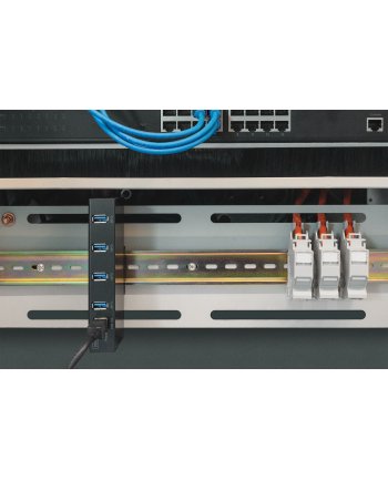 DIGITUS USB 3.0 HUB 4 Port Industrial Metal 15-kV ESD Table Wall DIN Rail mount