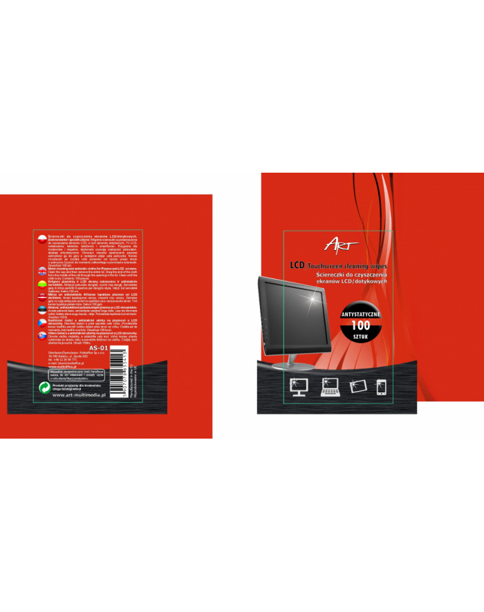 AS-01 ściereczki do ekranow LCD/TFT 100szt główny