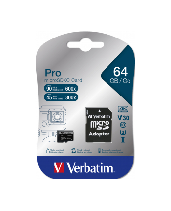 Karta pamięci Micro SDXC Verbatim 64GB Class 10 UHS-1 + adapter SD