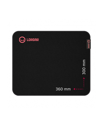 Lorgar Main 323, Gaming mouse pad, Precise control surface, Red anti-slip rubber base, size: 360mm x 300mm x 3mm, weight 0.21kg