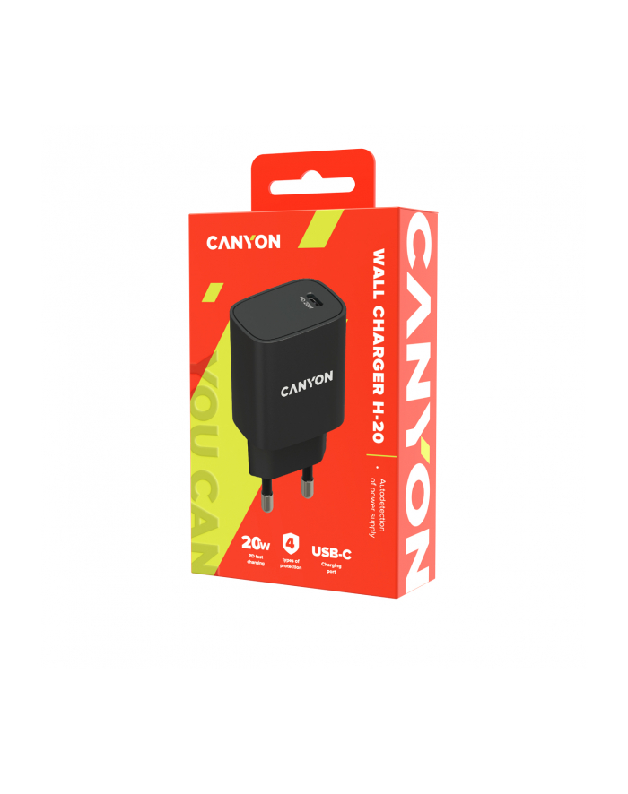 CANYON Ładowarka sieciowa H-20-02 USB-C PD 20W Czarna główny