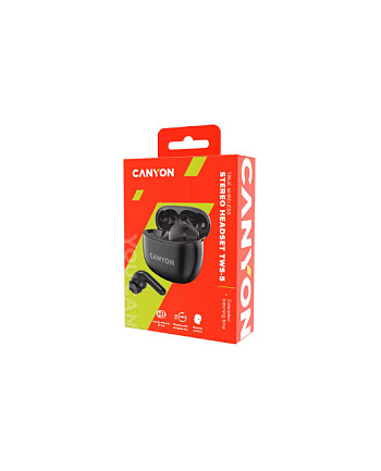 CANYON Słuchawki dokanałowe TWS-5 mikrofon Czarne