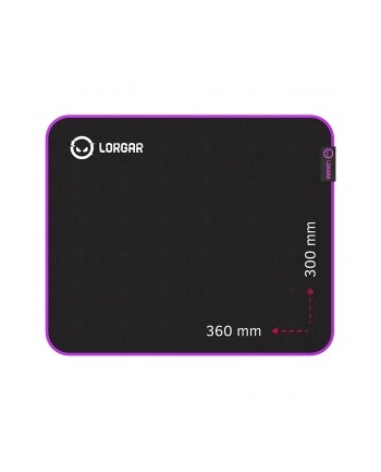 Lorgar Main 313, Gaming mouse pad, High-speed surface, Purple anti-slip rubber base, size: 360mm x 300mm x 3mm, weight 0.195kg