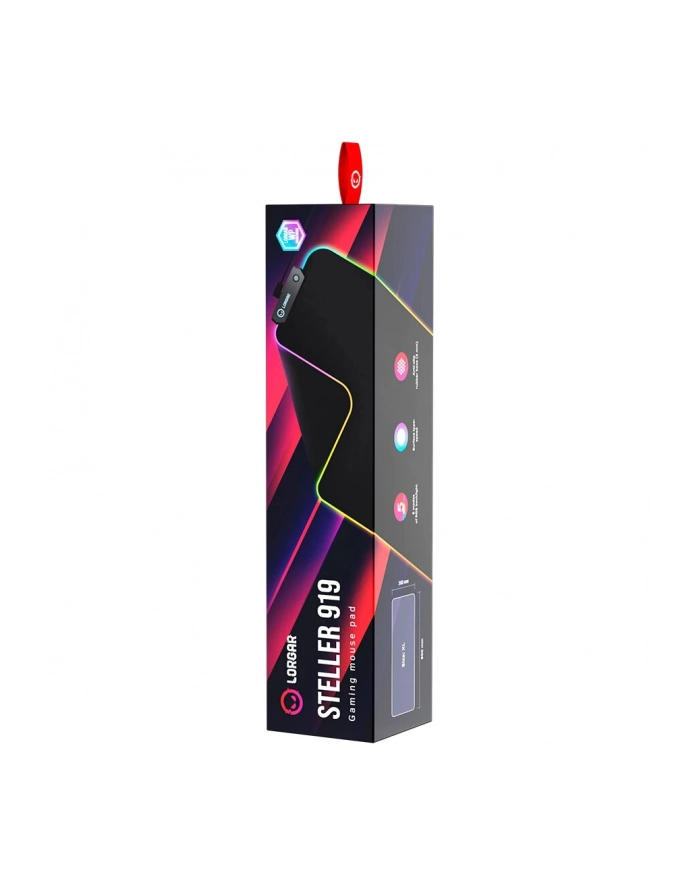 Lorgar Steller 919, Gaming mouse pad, High-speed surface, anti-slip rubber base, RGB backlight, USB connection, Lorgar WP Gameware support, size: 900mm x 360mm x 3mm, weight 0.635kg główny