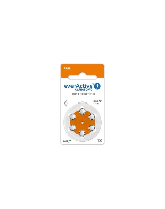 Baterie do aparatów słuchowych 13 / PR48 everActive ULTRASONIC 13 - 6 sztuk główny