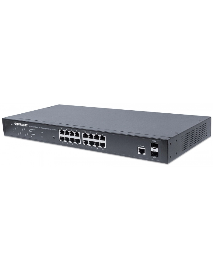 Switch zarządzalny Intellinet 16x 10/100/1000 Mbps PoE+ 374W + 2x slot SFP Rack 19'' główny