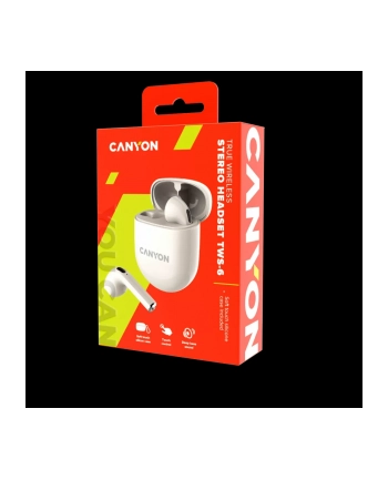 CANYON Słuchawki dokanałowe TWS-6 mikrofon etui w zestawie Beżowe