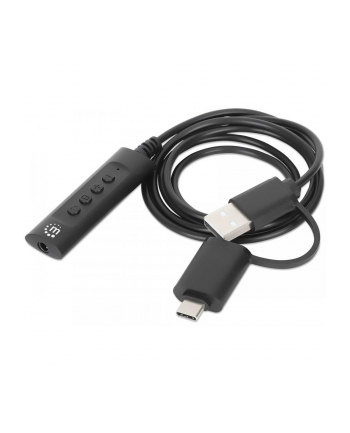 Karta dźwiękowa zewnętrzna Manhattan USB-C/A Audio Stereo 3.5mm TRRS 1m