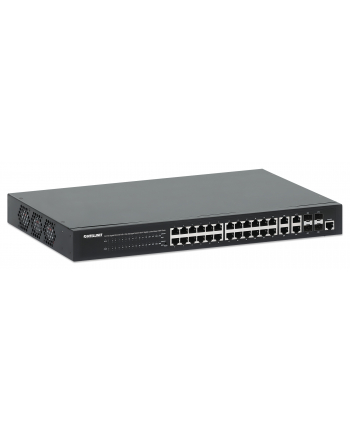 Switch zarządzalny Intellinet 24x 10/100/1000 Mbps PoE+ 370W+4x uplink Combo RJ45/SFP VLAN Rack 19''