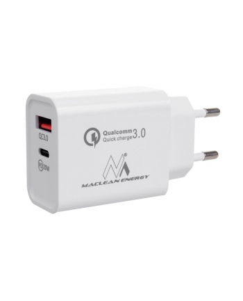 Ładowarka sieciowa Maclean MCE485 W QC 3.0 PD 2xUSB biała