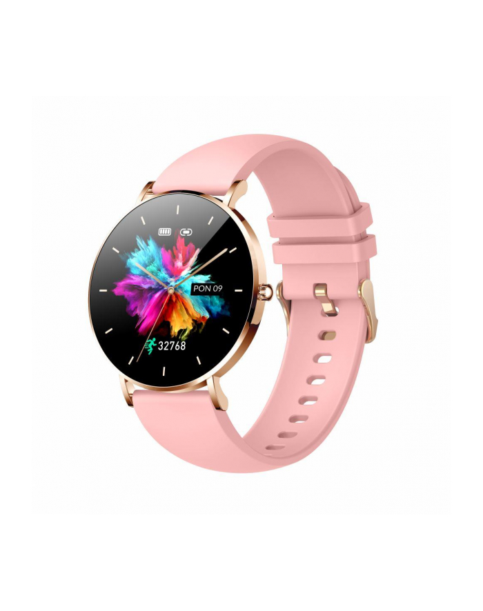 Smartwatch zegarek damski Manta Alexa różowy plus złoty pasek główny