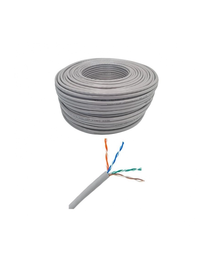 Kabel sieciowy LAN cat 6 UTP, szary, 100m , CCA, Netrack główny